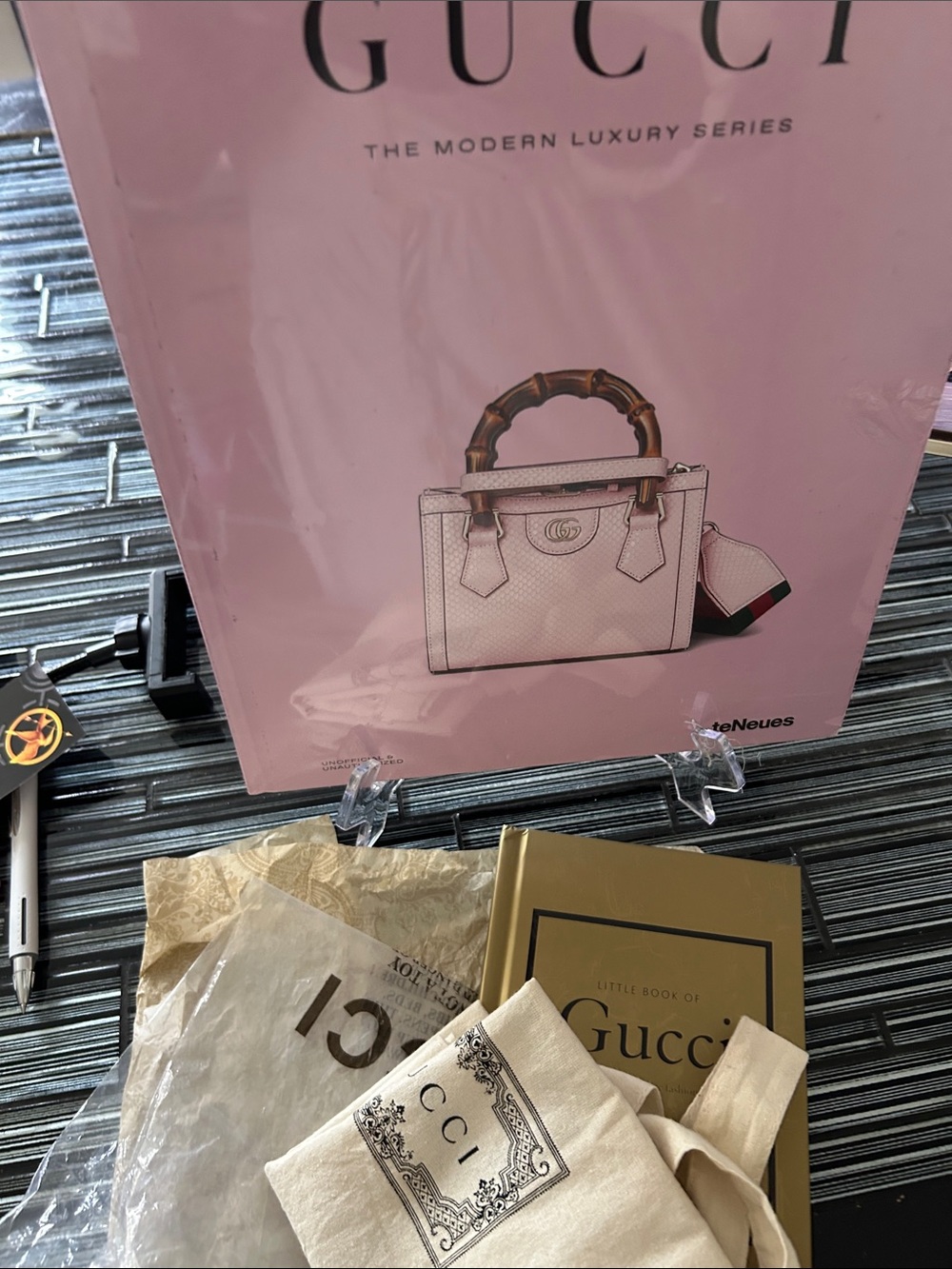 Gucci Pink Hardcover Book with Mini Bag Illustration